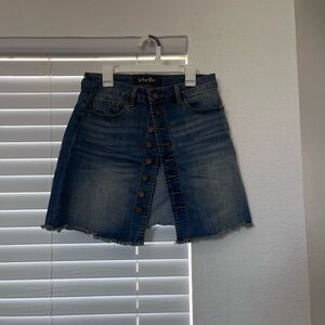 Indigo Blue Denim Skirt with Button Front